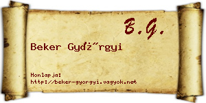 Beker Györgyi névjegykártya